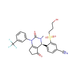 CN1C(=O)N(c2cccc(C(F)(F)F)c2)C2=C(C(=O)CC2)[C@@H]1c1ccc(C#N)cc1S(=O)(=O)CCCO ZINC001772624433