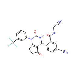 CN1C(=O)N(c2cccc(C(F)(F)F)c2)C2=C(C(=O)CC2)[C@H]1c1ccc(C#N)cc1C(=O)NCC#N ZINC001772573464