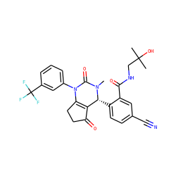 CN1C(=O)N(c2cccc(C(F)(F)F)c2)C2=C(C(=O)CC2)[C@H]1c1ccc(C#N)cc1C(=O)NCC(C)(C)O ZINC001772633623