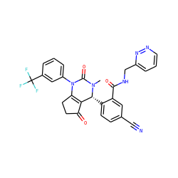 CN1C(=O)N(c2cccc(C(F)(F)F)c2)C2=C(C(=O)CC2)[C@H]1c1ccc(C#N)cc1C(=O)NCc1cccnn1 ZINC001772603088