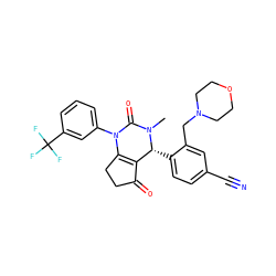 CN1C(=O)N(c2cccc(C(F)(F)F)c2)C2=C(C(=O)CC2)[C@H]1c1ccc(C#N)cc1CN1CCOCC1 ZINC001772653186