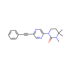 CN1C(=O)N(c2cnc(C#Cc3ccccc3)cn2)CCC1(C)C ZINC000143939016