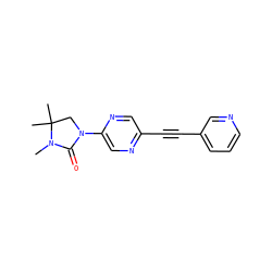 CN1C(=O)N(c2cnc(C#Cc3cccnc3)cn2)CC1(C)C ZINC000143955269