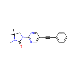 CN1C(=O)N(c2ncc(C#Cc3ccccc3)cn2)CC1(C)C ZINC000144440020
