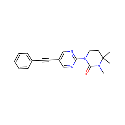CN1C(=O)N(c2ncc(C#Cc3ccccc3)cn2)CCC1(C)C ZINC000144782069