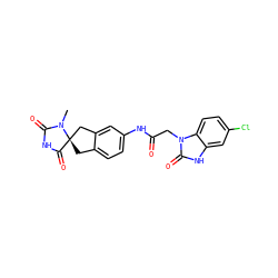CN1C(=O)NC(=O)[C@]12Cc1ccc(NC(=O)Cn3c(=O)[nH]c4cc(Cl)ccc43)cc1C2 ZINC000040891719
