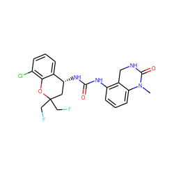 CN1C(=O)NCc2c(NC(=O)N[C@@H]3CC(CF)(CF)Oc4c(Cl)cccc43)cccc21 ZINC000144446174