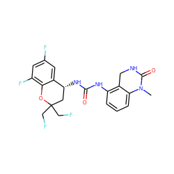 CN1C(=O)NCc2c(NC(=O)N[C@@H]3CC(CF)(CF)Oc4c(F)cc(F)cc43)cccc21 ZINC000143513715
