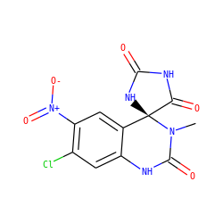 CN1C(=O)Nc2cc(Cl)c([N+](=O)[O-])cc2[C@@]12NC(=O)NC2=O ZINC000013456005