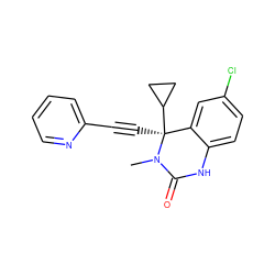 CN1C(=O)Nc2ccc(Cl)cc2[C@]1(C#Cc1ccccn1)C1CC1 ZINC000000017076