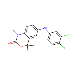 CN1C(=O)OC(C)(C)c2cc(Nc3ccc(Cl)c(Cl)c3)ccc21 ZINC000028878636