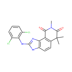 CN1C(=O)c2c(ccc3[nH]c(Nc4c(Cl)cccc4Cl)nc23)C(C)(C)C1=O ZINC000013475192