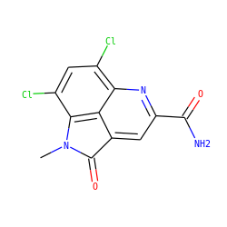 CN1C(=O)c2cc(C(N)=O)nc3c(Cl)cc(Cl)c1c23 ZINC000073198876