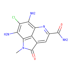 CN1C(=O)c2cc(C(N)=O)nc3c(N)c(Cl)c(N)c1c23 ZINC000082151302