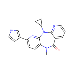 CN1C(=O)c2cccnc2N(C2CC2)c2nc(-c3cc[nH]c3)ccc21 ZINC000000020398