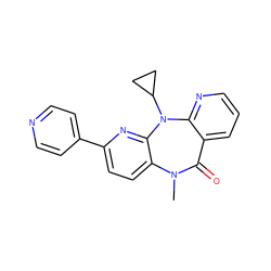 CN1C(=O)c2cccnc2N(C2CC2)c2nc(-c3ccncc3)ccc21 ZINC000005851658