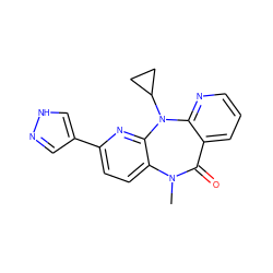 CN1C(=O)c2cccnc2N(C2CC2)c2nc(-c3cn[nH]c3)ccc21 ZINC000000020399