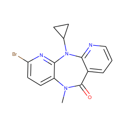 CN1C(=O)c2cccnc2N(C2CC2)c2nc(Br)ccc21 ZINC000005851635