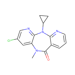 CN1C(=O)c2cccnc2N(C2CC2)c2ncc(Cl)cc21 ZINC000006481376