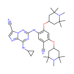 CN1C(C)(C)CC(Oc2cc(OC3CC(C)(C)N(C)C(C)(C)C3)c(Nc3nc(NC4CC4)c4ncc(C#N)n4n3)cc2C#N)CC1(C)C ZINC000169711968