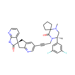 CN1C[C@@](C)(c2cc(F)cc(F)c2)N(CC#Cc2cnc3c(c2)C[C@@]2(C3)C(=O)Nc3ncccc32)C(=O)C12CCCC2 ZINC000096284514