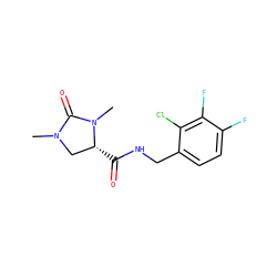 CN1C[C@@H](C(=O)NCc2ccc(F)c(F)c2Cl)N(C)C1=O ZINC000095565455