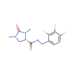 CN1C[C@@H](C(=O)NCc2ccc(F)c(F)c2F)N(C)C1=O ZINC000095565883