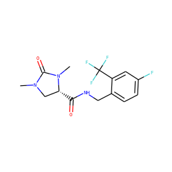 CN1C[C@@H](C(=O)NCc2ccc(F)cc2C(F)(F)F)N(C)C1=O ZINC000095565577