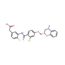 CN1C[C@@H](COc2ccc(C(=O)Nc3cc(CC(=O)O)ccc3F)c(Cl)c2)Oc2ccccc21 ZINC000072113693