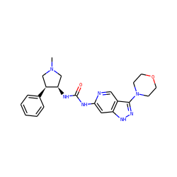 CN1C[C@@H](NC(=O)Nc2cc3[nH]nc(N4CCOCC4)c3cn2)[C@@H](c2ccccc2)C1 ZINC001772598786