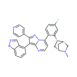 CN1C[C@@H]2C[C@H]1C[C@@H]2c1cc(F)ccc1-c1ccnc2c(-c3cccc4[nH]ncc34)c(-c3ccncc3)nn12 ZINC000064448388