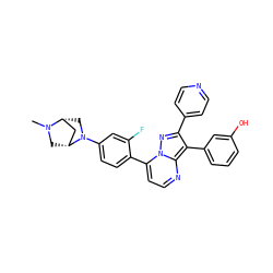CN1C[C@@H]2C[C@H]1CN2c1ccc(-c2ccnc3c(-c4cccc(O)c4)c(-c4ccncc4)nn23)c(F)c1 ZINC000049111584