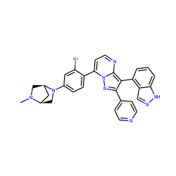 CN1C[C@@H]2C[C@H]1CN2c1ccc(-c2ccnc3c(-c4cccc5[nH]ncc45)c(-c4ccncc4)nn23)c(Br)c1 ZINC000064436812