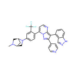 CN1C[C@@H]2C[C@H]1CN2c1ccc(-c2ccnc3c(-c4cccc5[nH]ncc45)c(-c4ccncc4)nn23)c(C(F)(F)F)c1 ZINC000064453613