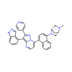 CN1C[C@@H]2C[C@H]1CN2c1ccc(-c2ccnc3c(-c4cccc5[nH]ncc45)c(-c4ccncc4)nn23)c2ccccc12 ZINC000064448105