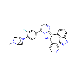 CN1C[C@@H]2C[C@H]1CN2c1ccc(-c2ccnc3c(-c4cccc5[nH]ncc45)c(-c4ccncc4)nn23)cc1F ZINC000064453799