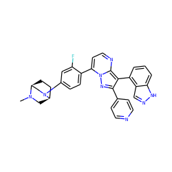 CN1C[C@@H]2CC[C@H]1CN2c1ccc(-c2ccnc3c(-c4cccc5[nH]ncc45)c(-c4ccncc4)nn23)c(F)c1 ZINC000064447949