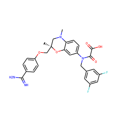 CN1C[C@](C)(COc2ccc(C(=N)N)cc2)Oc2cc(N(Cc3cc(F)cc(F)c3)C(=O)C(=O)O)ccc21 ZINC000073197143
