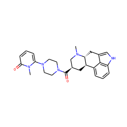 CN1C[C@H](C(=O)N2CCN(c3cccc(=O)n3C)CC2)C[C@@H]2c3cccc4[nH]cc(c34)C[C@H]21 ZINC000029038692