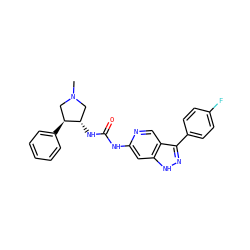 CN1C[C@H](c2ccccc2)[C@@H](NC(=O)Nc2cc3[nH]nc(-c4ccc(F)cc4)c3cn2)C1 ZINC000261117203