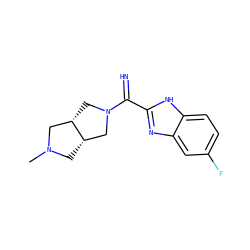 CN1C[C@H]2CN(C(=N)c3nc4cc(F)ccc4[nH]3)C[C@H]2C1 ZINC000082158229