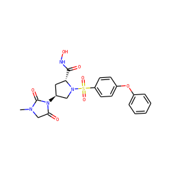CN1CC(=O)N([C@H]2C[C@H](C(=O)NO)N(S(=O)(=O)c3ccc(Oc4ccccc4)cc3)C2)C1=O ZINC000013835763