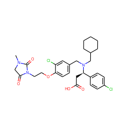 CN1CC(=O)N(CCOc2ccc(CN(CC3CCCCC3)[C@H](CC(=O)O)c3ccc(Cl)cc3)cc2Cl)C1=O ZINC000220761120