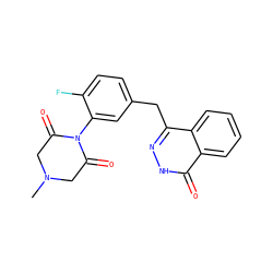 CN1CC(=O)N(c2cc(Cc3n[nH]c(=O)c4ccccc34)ccc2F)C(=O)C1 ZINC000096900229