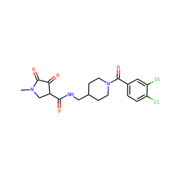 CN1CC(C(=O)NCC2CCN(C(=O)c3ccc(Cl)c(Cl)c3)CC2)C(=O)C1=O ZINC000219142903