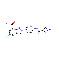 CN1CC(C(=O)Nc2ccc(-n3cc4cc(F)cc(C(N)=O)c4n3)cc2)C1 ZINC000045349671