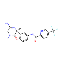 CN1CC(N)=N[C@@](C)(c2cccc(NC(=O)c3ccc(C(F)(F)F)cn3)c2)C1=O ZINC000072318811