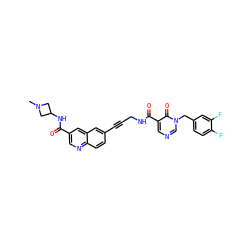 CN1CC(NC(=O)c2cnc3ccc(C#CCNC(=O)c4cncn(Cc5ccc(F)c(F)c5)c4=O)cc3c2)C1 ZINC000096176335