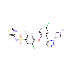 CN1CC(n2nccc2-c2cc(Cl)ccc2Oc2cc(F)c(S(=O)(=O)Nc3cscn3)cc2Cl)C1 ZINC000095581047