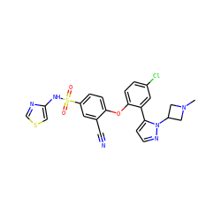 CN1CC(n2nccc2-c2cc(Cl)ccc2Oc2ccc(S(=O)(=O)Nc3cscn3)cc2C#N)C1 ZINC000095581522